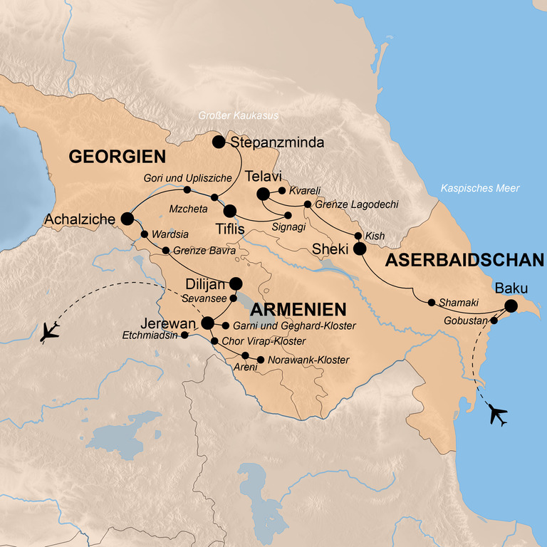 Georgien, Armenien und Aserbaidschan ComfortPlus – Kaukasus mit Genuss